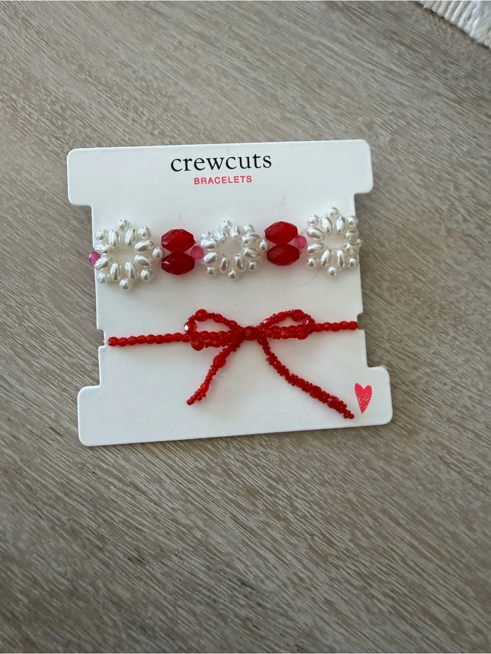 crewcuts Red & White Beaded Bracelet Duo